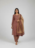 Maroon Geometric Print Kurti Set with Dupatta | Cotton | Traditional Ethnic Wear