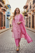 Pink Floral Cotton Kurti Set with Dupatta | Ethnic Wear | ME2 FASHION