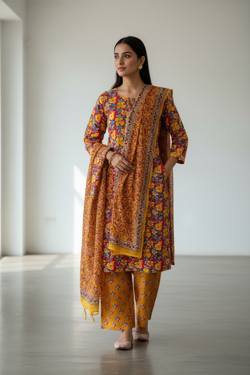 Premium Cotton Kurti with Dupatta | Cambric Fabric | ME2 FASHION
