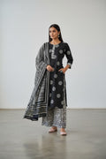 Black cotton kurti with dupatta