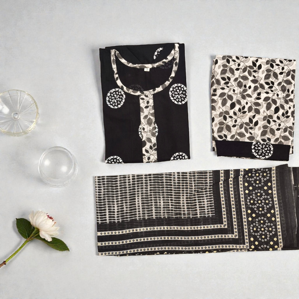 Black cotton kurti with dupatta